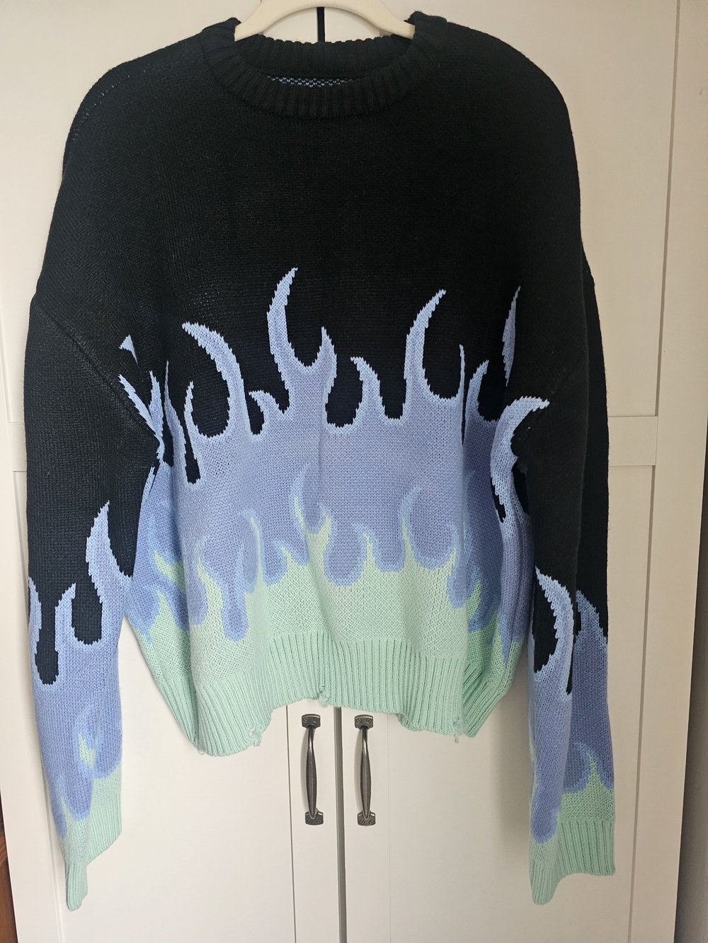 PacSun Distressed Flame Sweater - Size M - As Seen on Cobra Kai (Hawk)